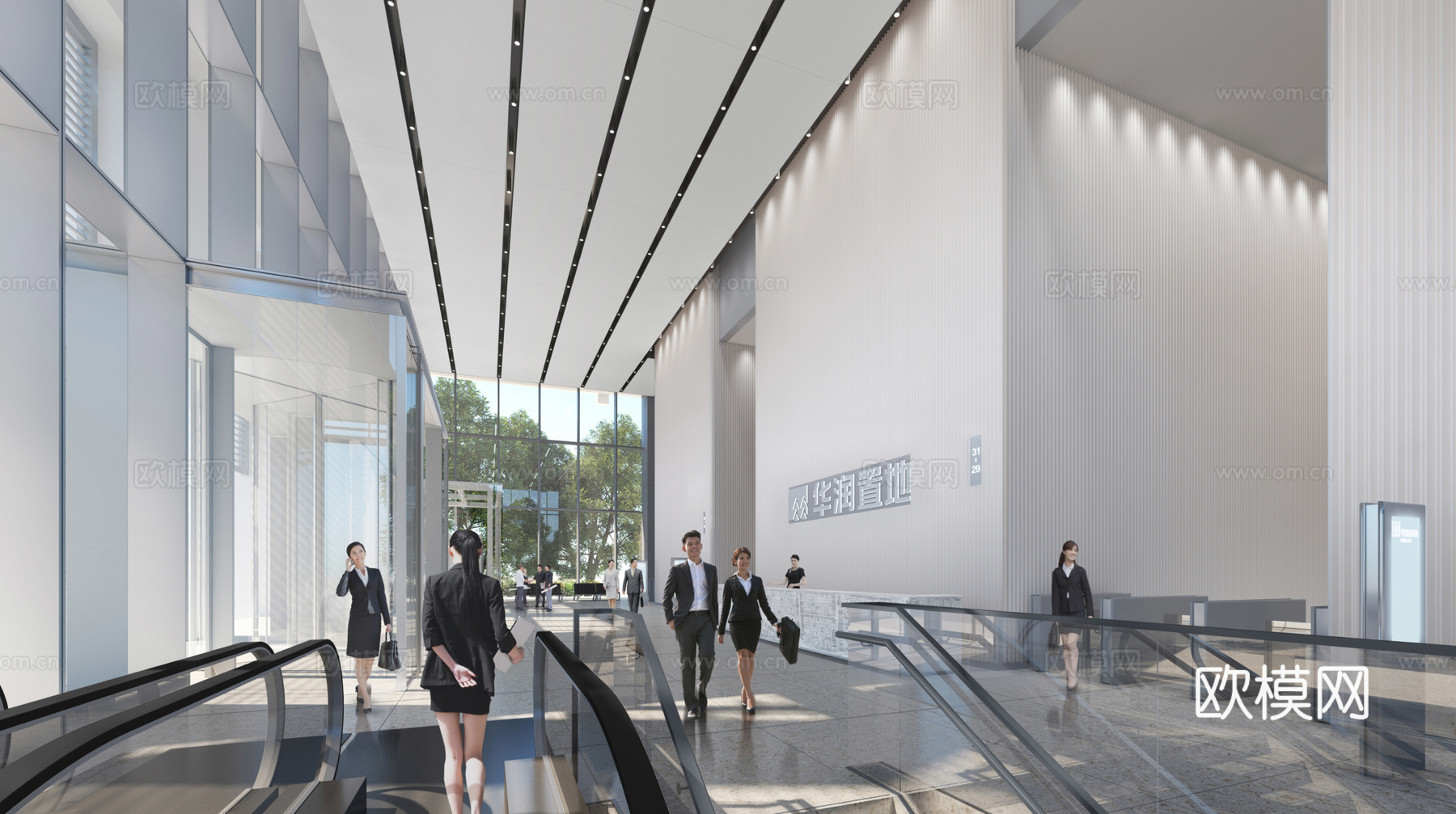 办公楼大堂 最新全套施工图 效果图合集cad施工图