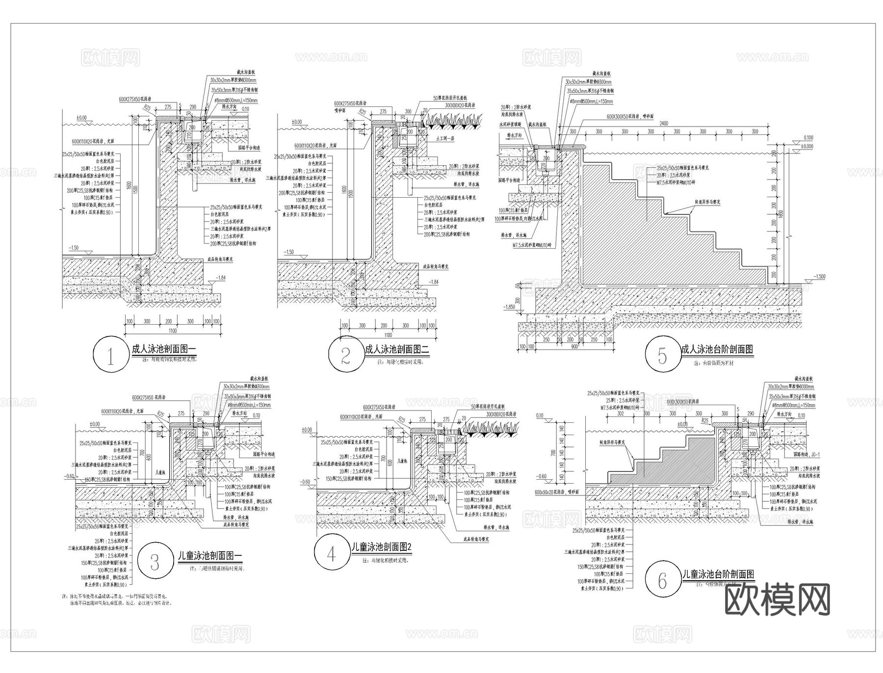 水池池壁CAD施工图cad施工图