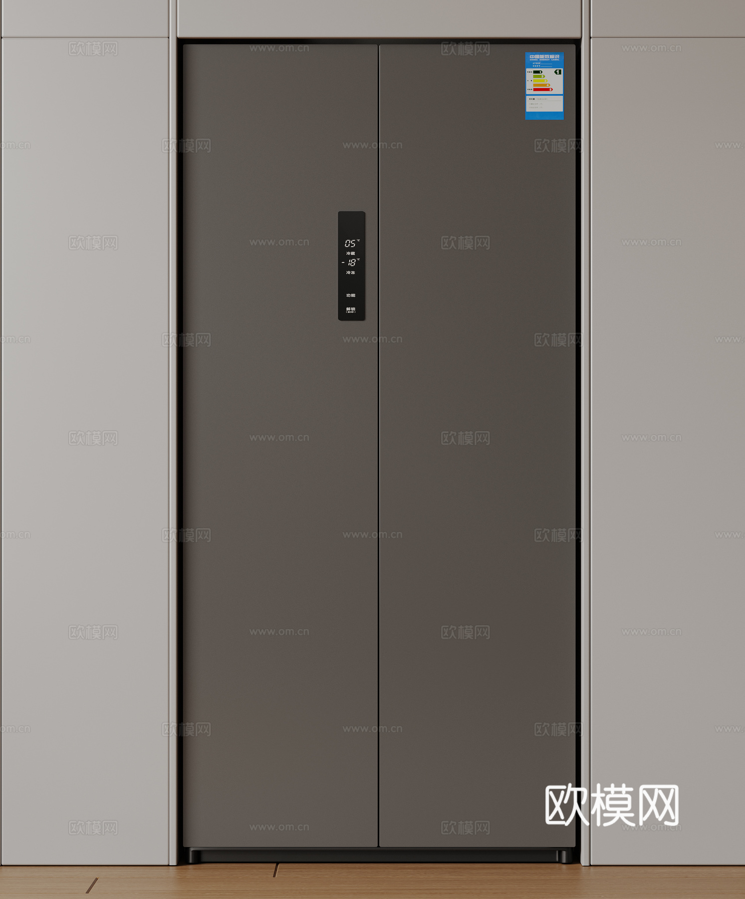 现代极简冰箱 双开门冰箱 简约冰箱柜 中古冰箱 意式冰箱 厨su模型