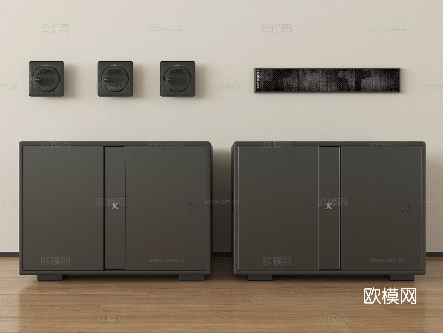 现代落地音响 低音炮 壁挂音响su模型