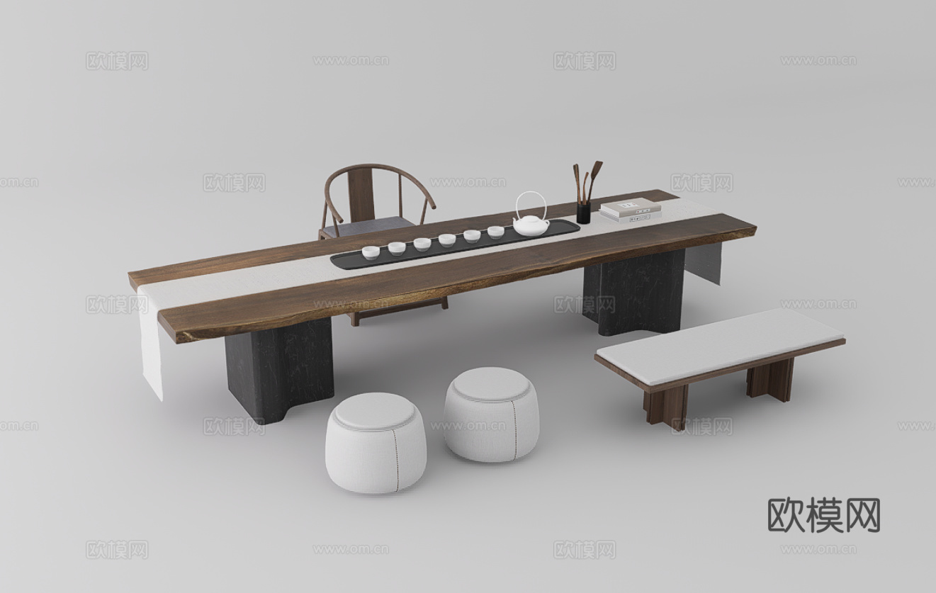茶桌椅su模型