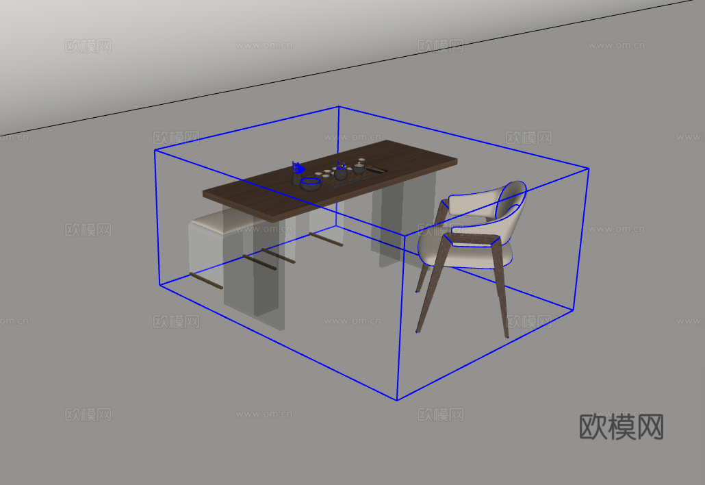 茶桌椅su模型