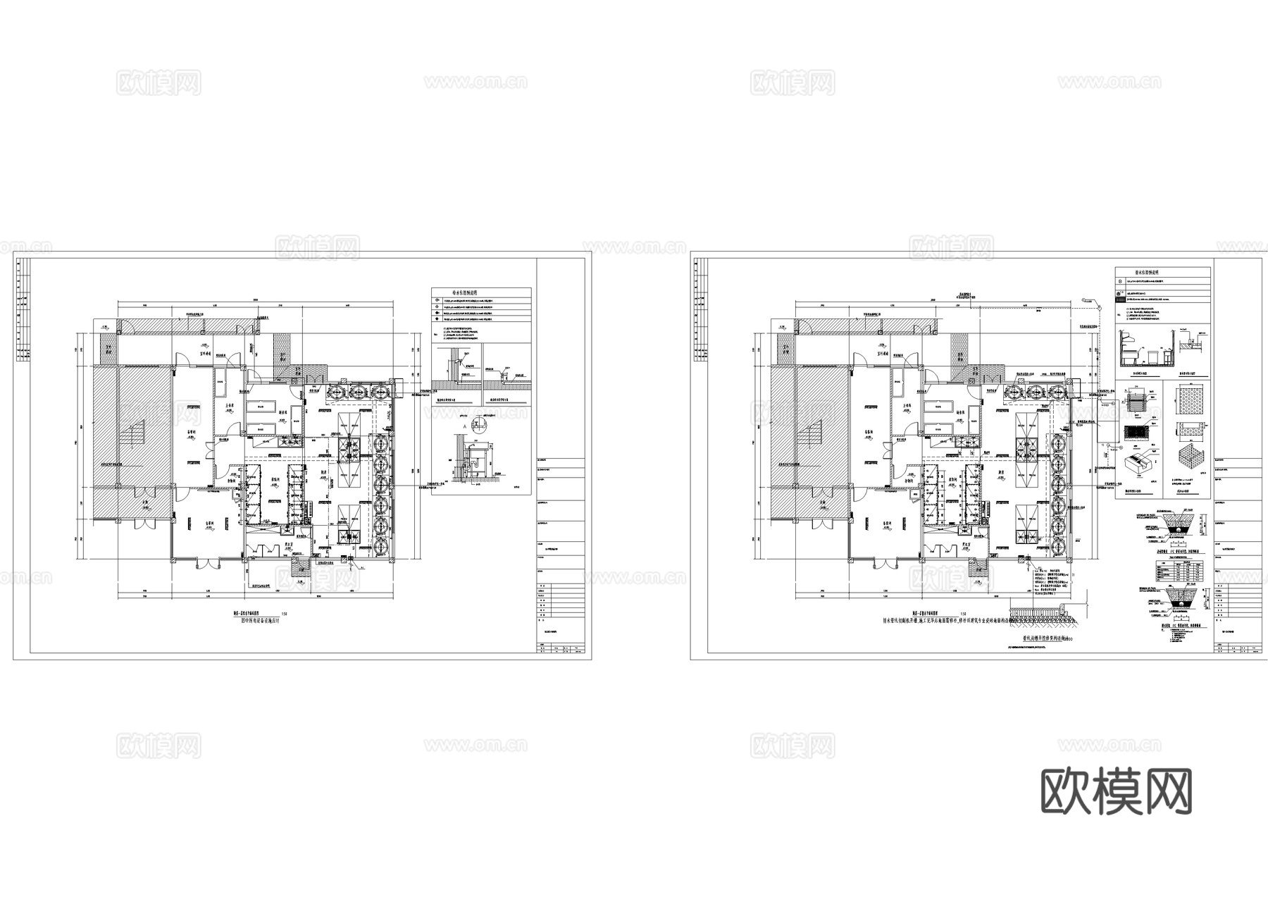 第八中学食堂建筑及机电施工图cad施工图