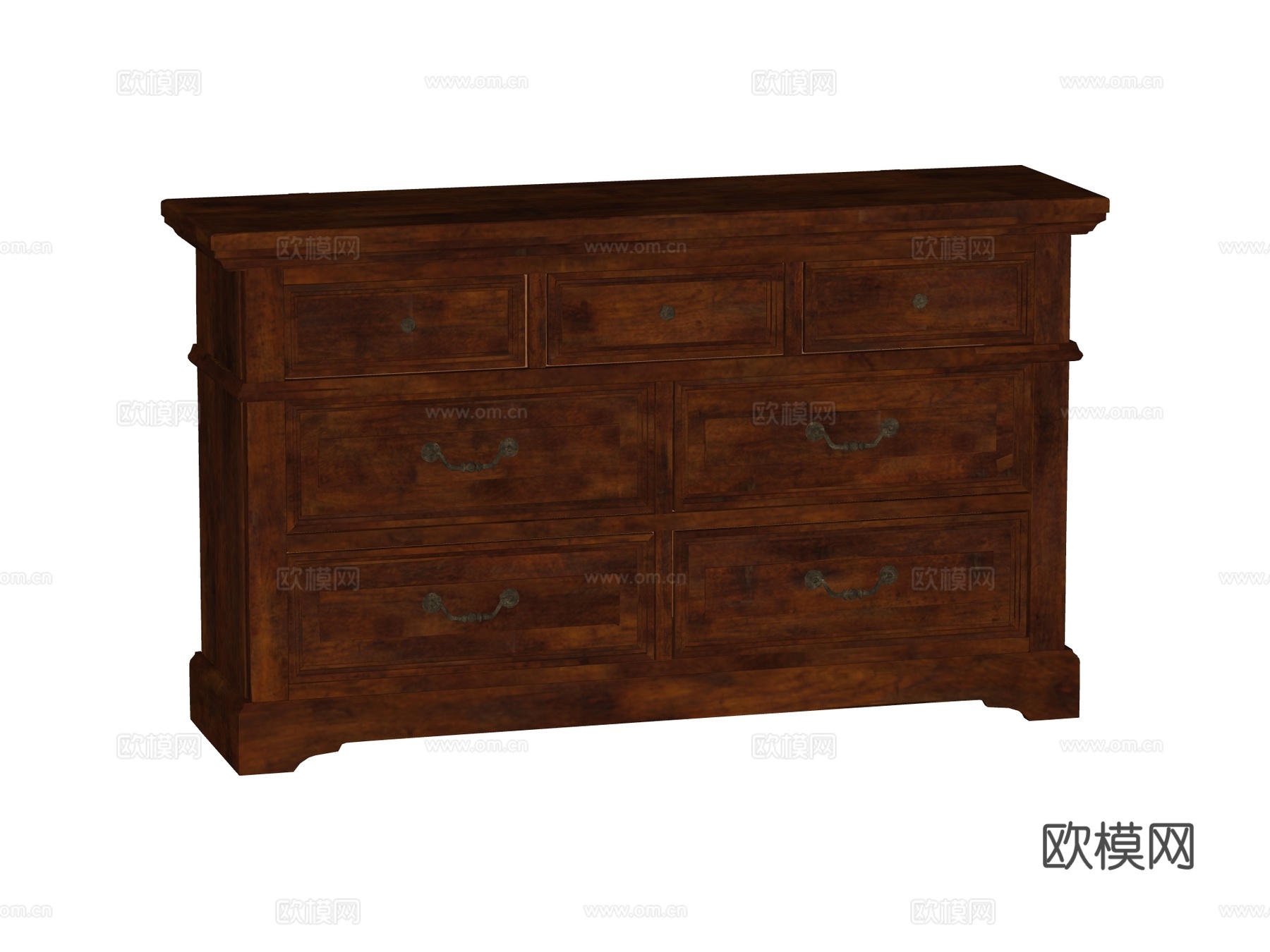 复古中古边柜装饰柜储物柜su模型