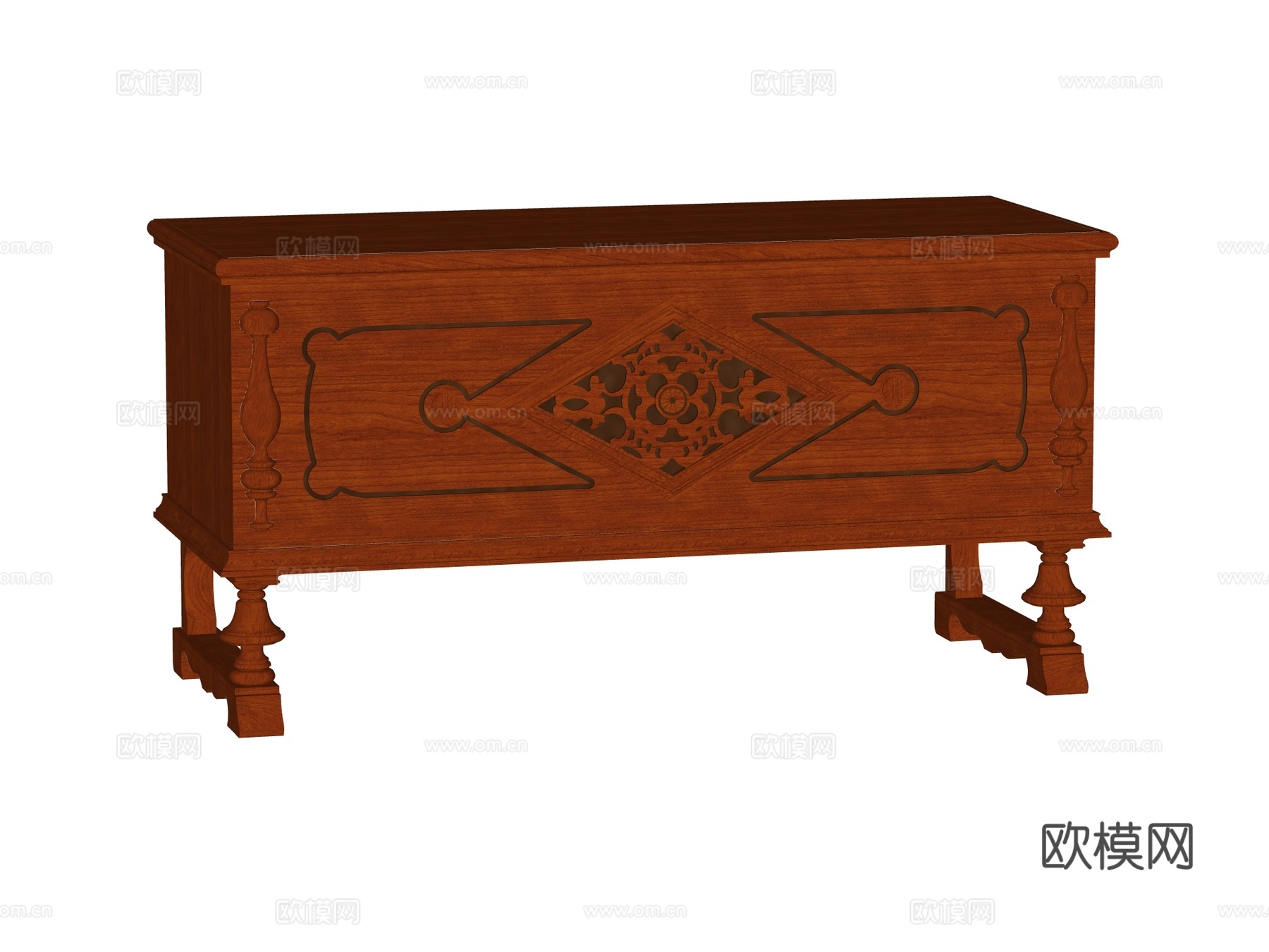 中古复古边柜装饰柜储物柜su模型