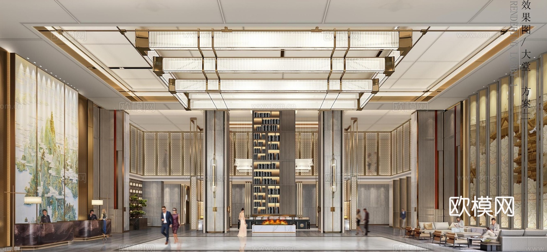 轻奢大酒店 最新全套施工图 效果图合集cad施工图