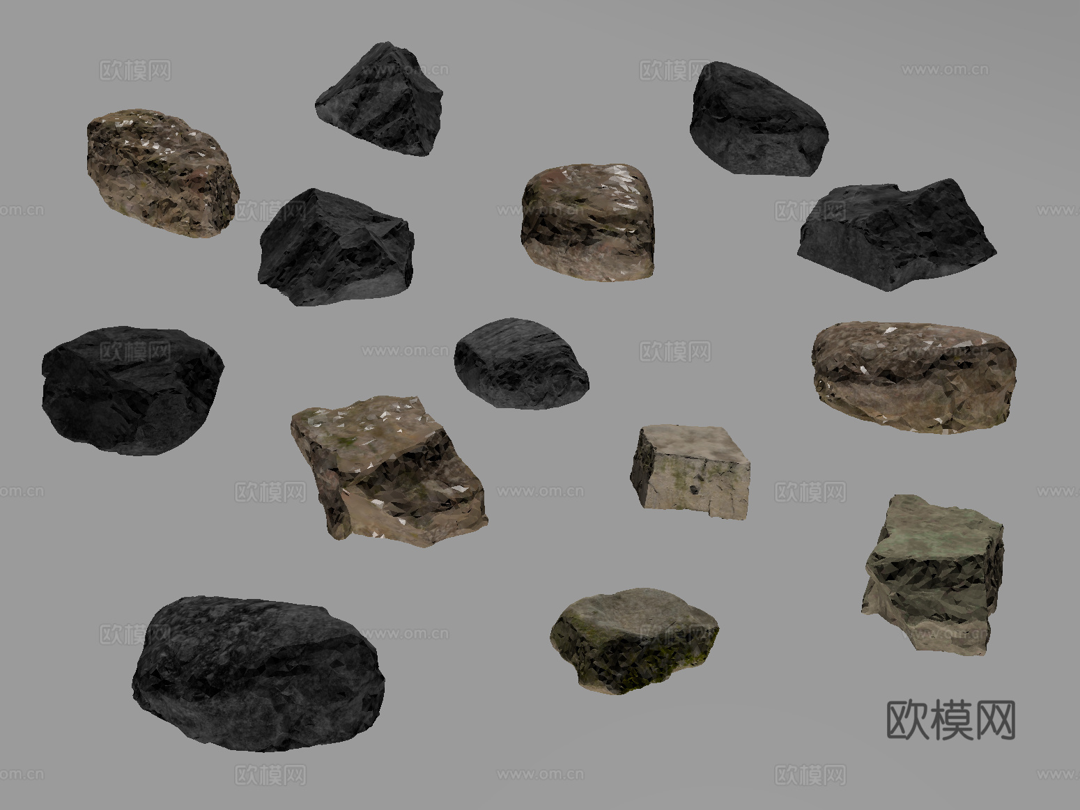 现代石头石块 庭院景石 岩石 景观小品su模型