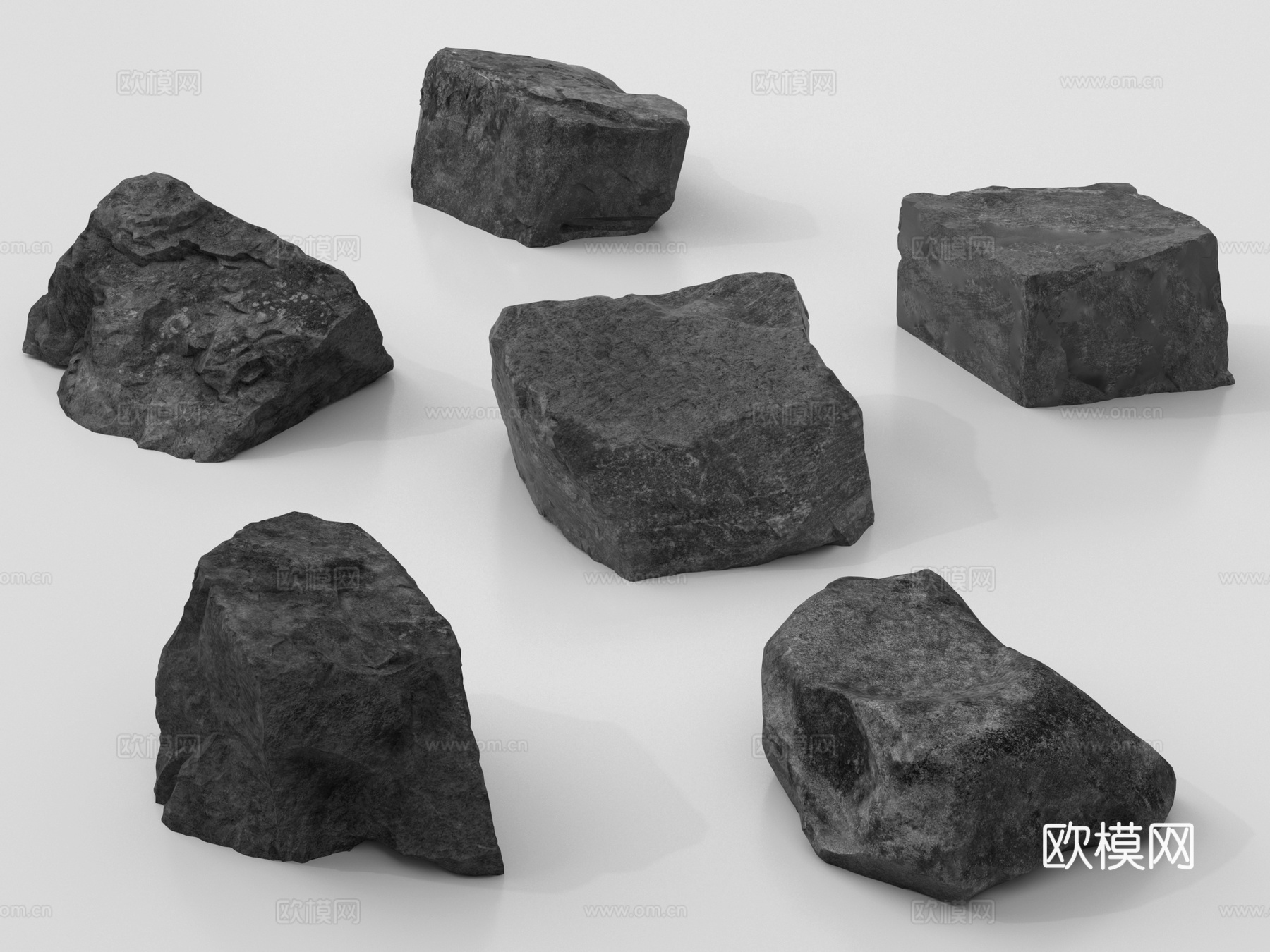 现代石头 石块 黑石头 景观石 庭院石头su模型