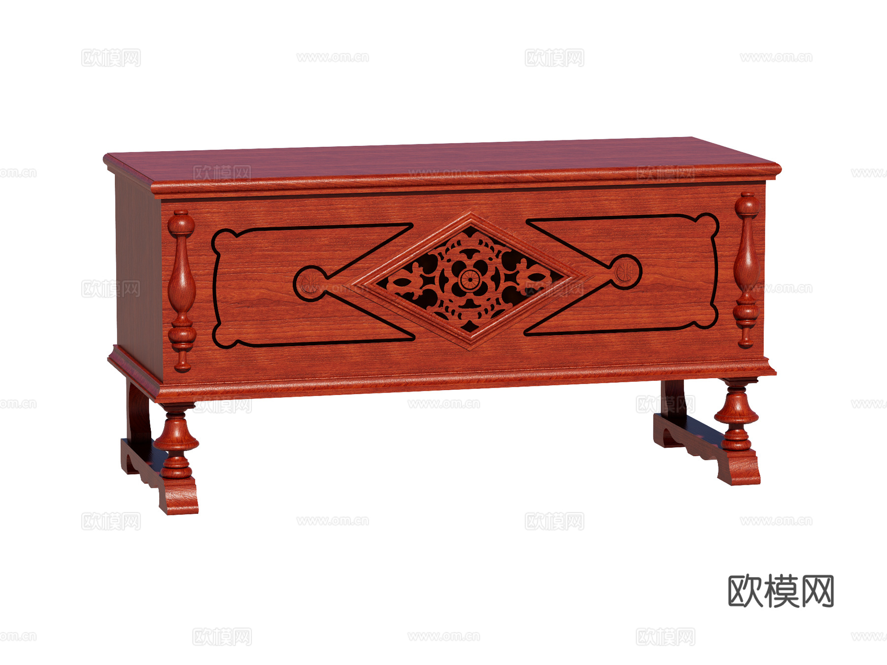 中古复古边柜装饰柜储物柜su模型