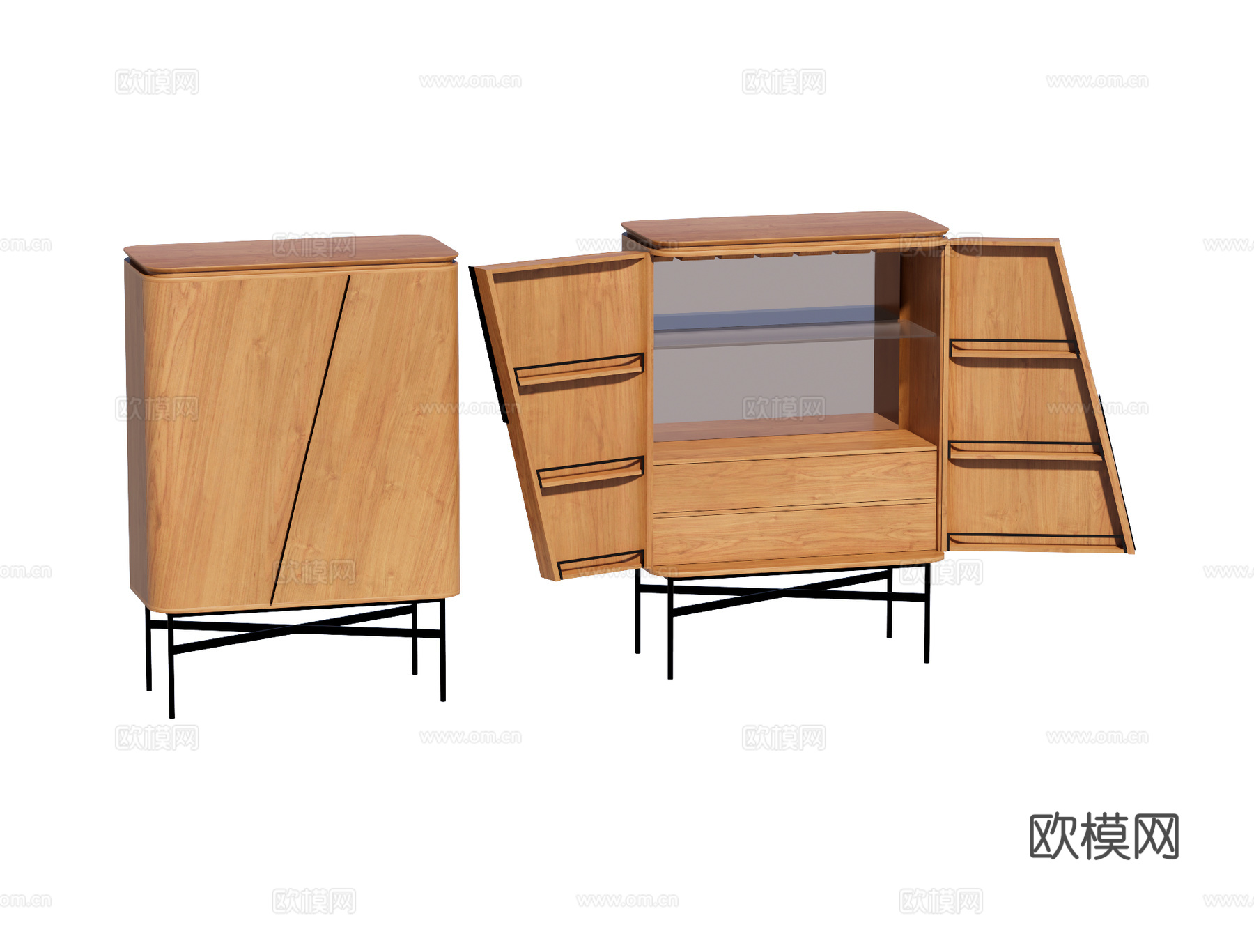 现代边柜斗柜装饰柜储物柜su模型