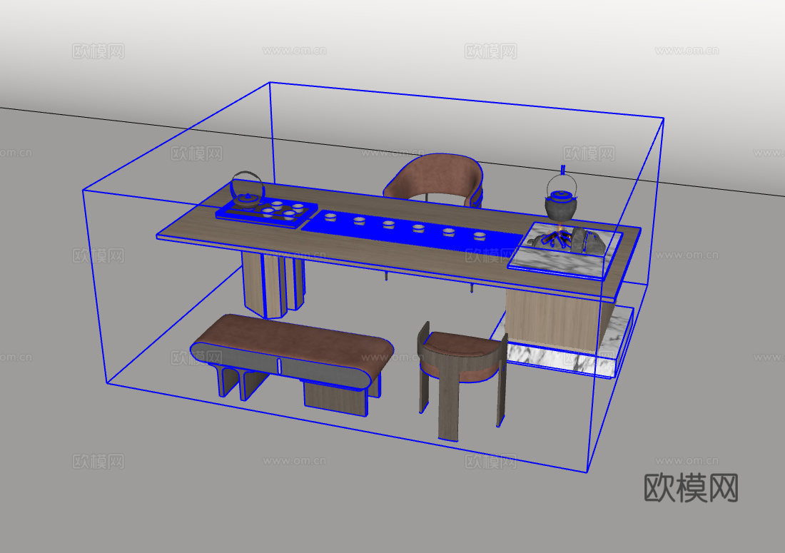 茶桌椅su模型