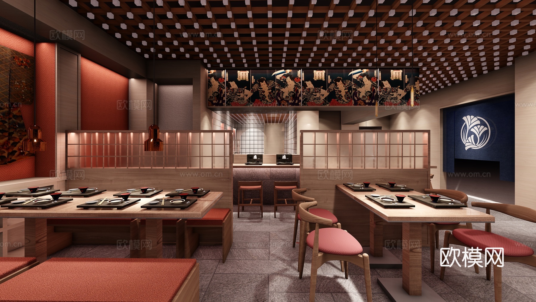 日式餐厅 最新全套施工图 效果图合集cad施工图