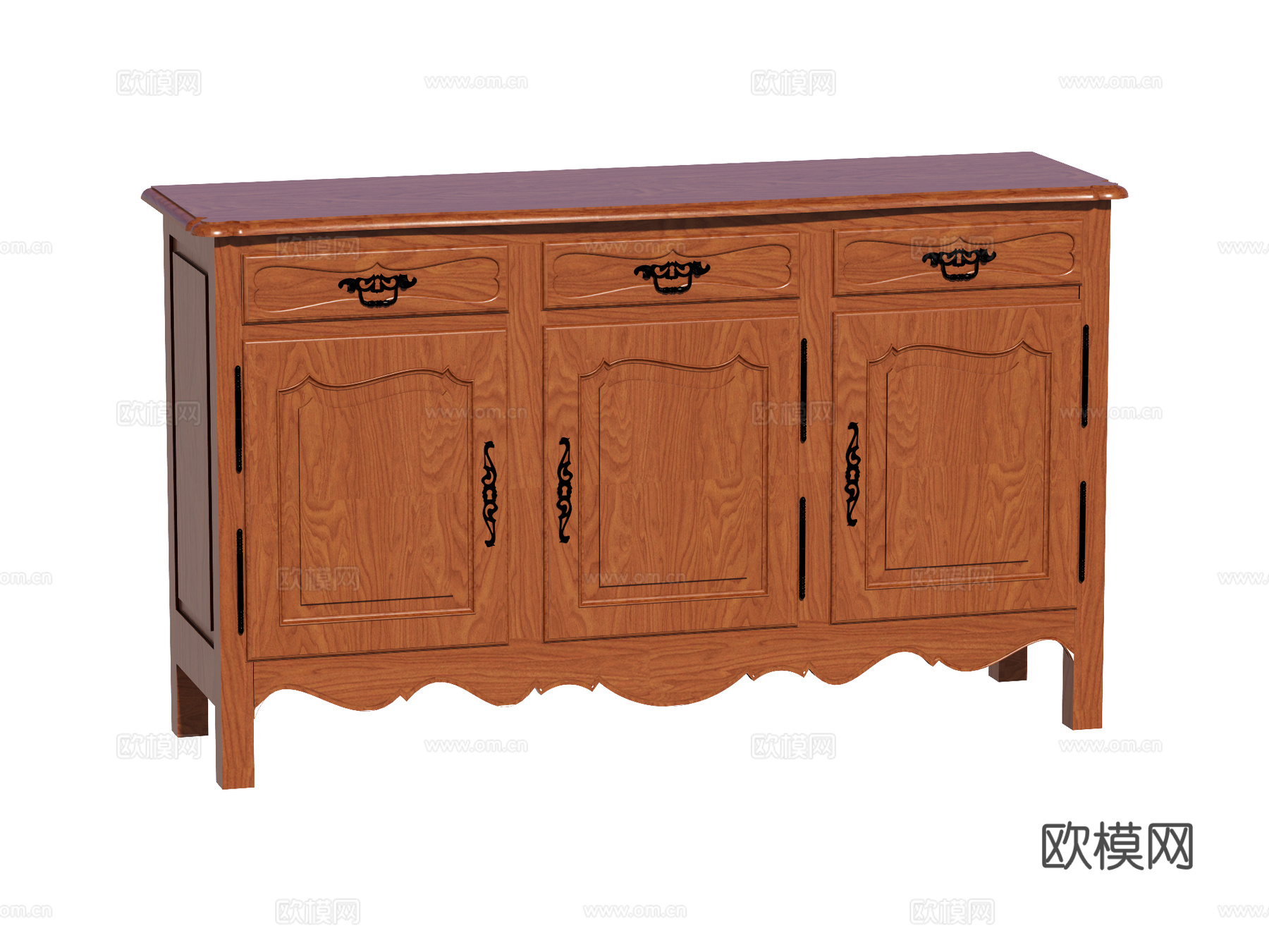 复古中古边柜装饰柜储物柜su模型