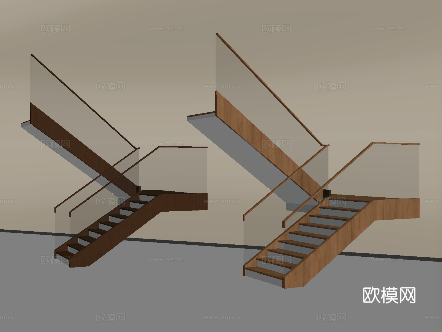 现代楼梯 扶手楼梯 玻璃楼梯 转角楼梯 室内楼梯su模型