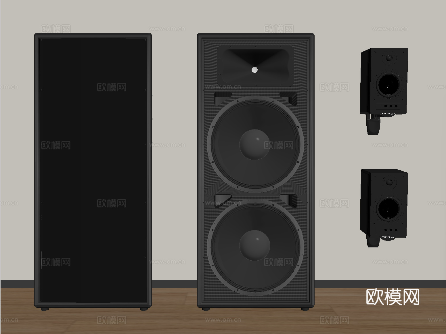 现代落地音响 低音炮 壁挂音响 影音设备su模型
