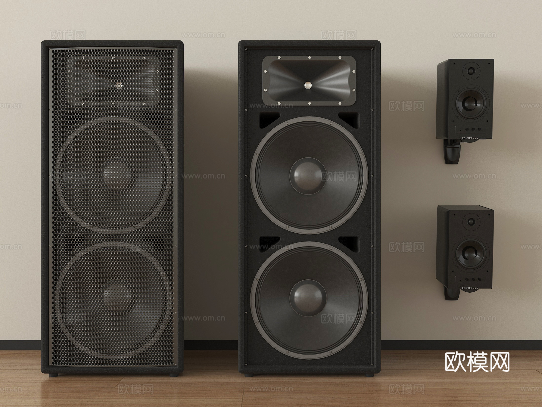 现代落地音响 低音炮 壁挂音响 影音设备su模型