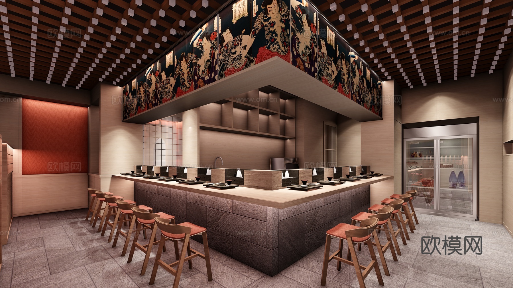 日式餐厅 最新全套施工图 效果图合集cad施工图