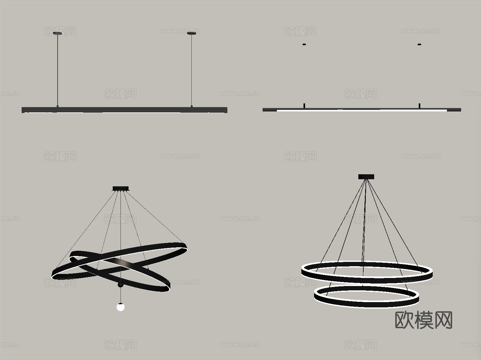 现代吊灯组合 金属吊灯 长条吊灯su模型