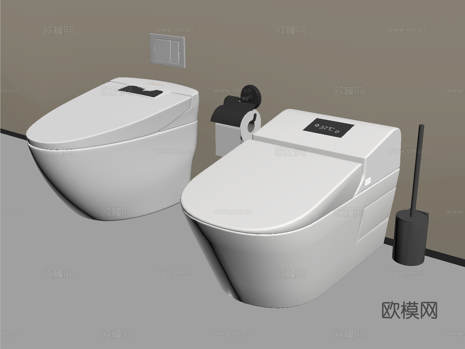 现代智能马桶 卫浴小件su模型