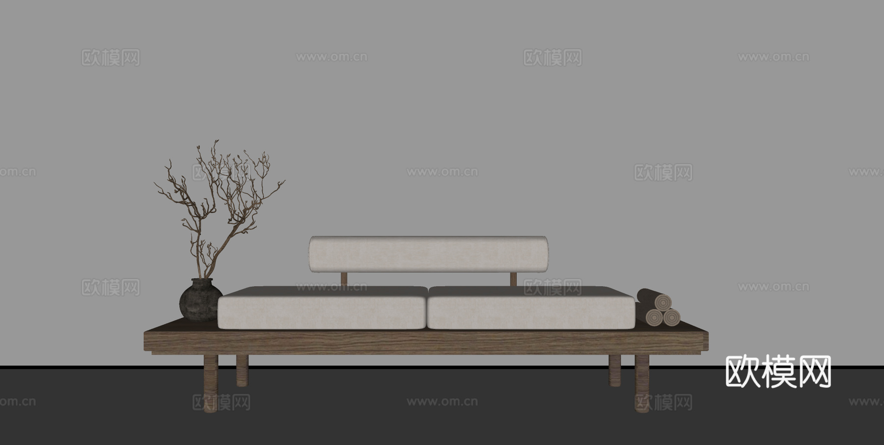 新中式床尾凳 换鞋凳 长凳 沙发凳su模型
