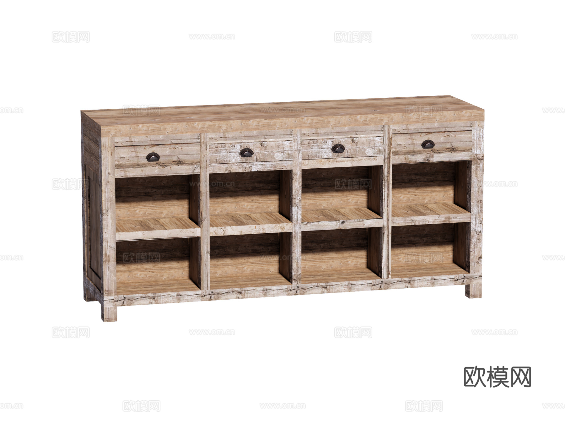 复古做旧老旧家具边柜装饰柜su模型