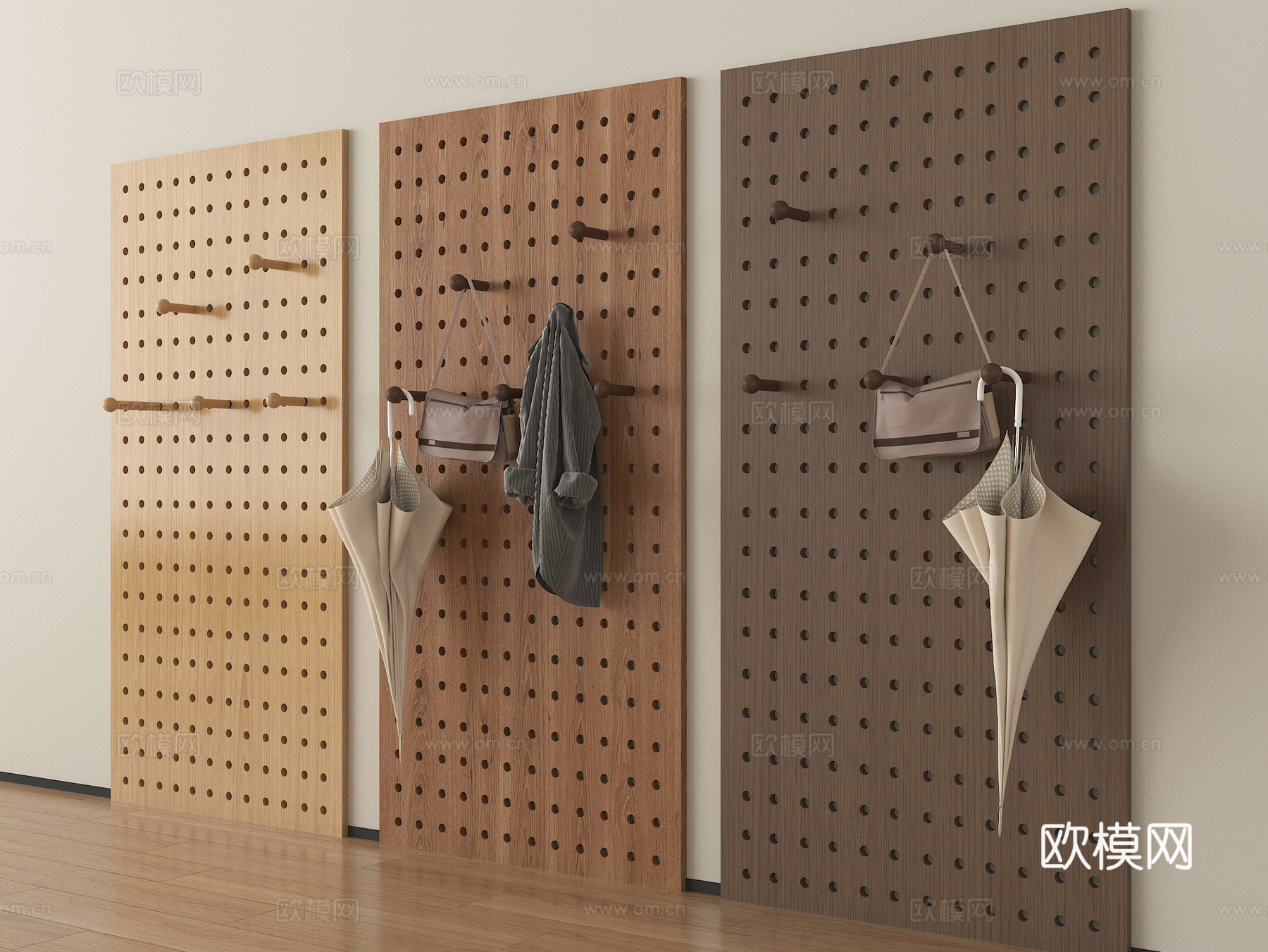 现代洞洞板 墙饰板 墙饰挂件 置物架su模型