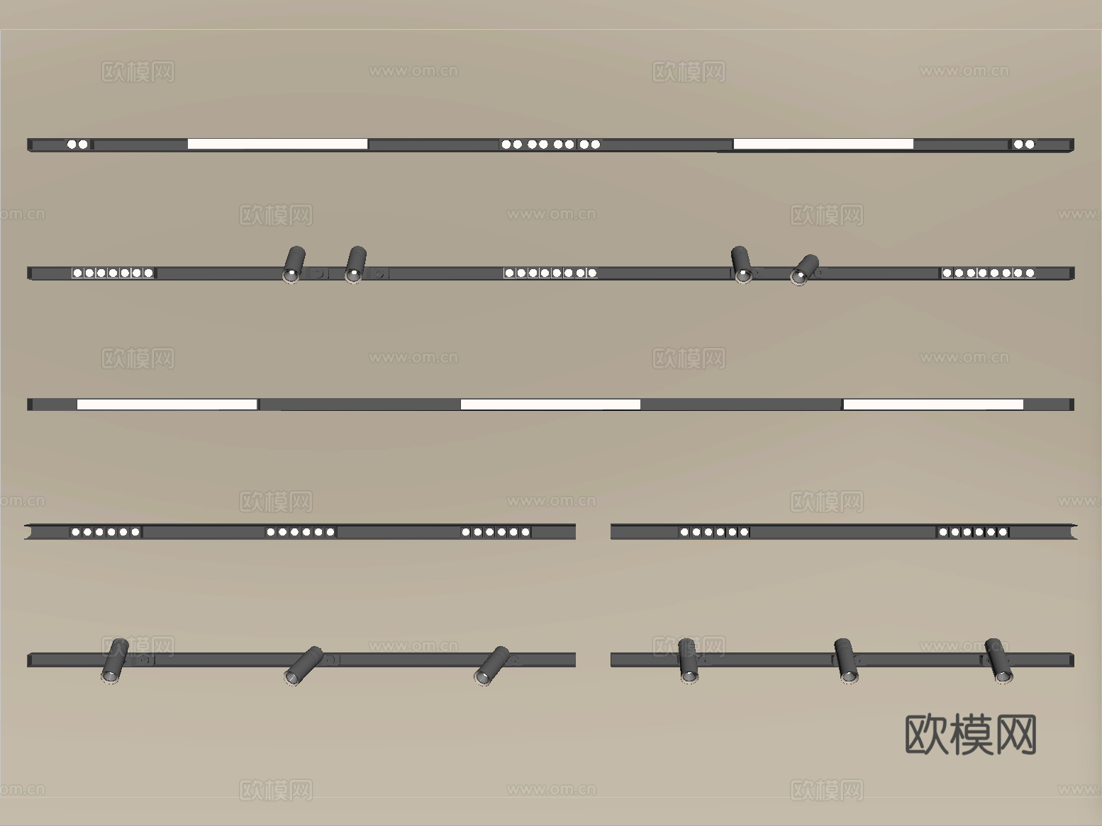 现代筒灯射灯 轨道射灯 线形射灯su模型