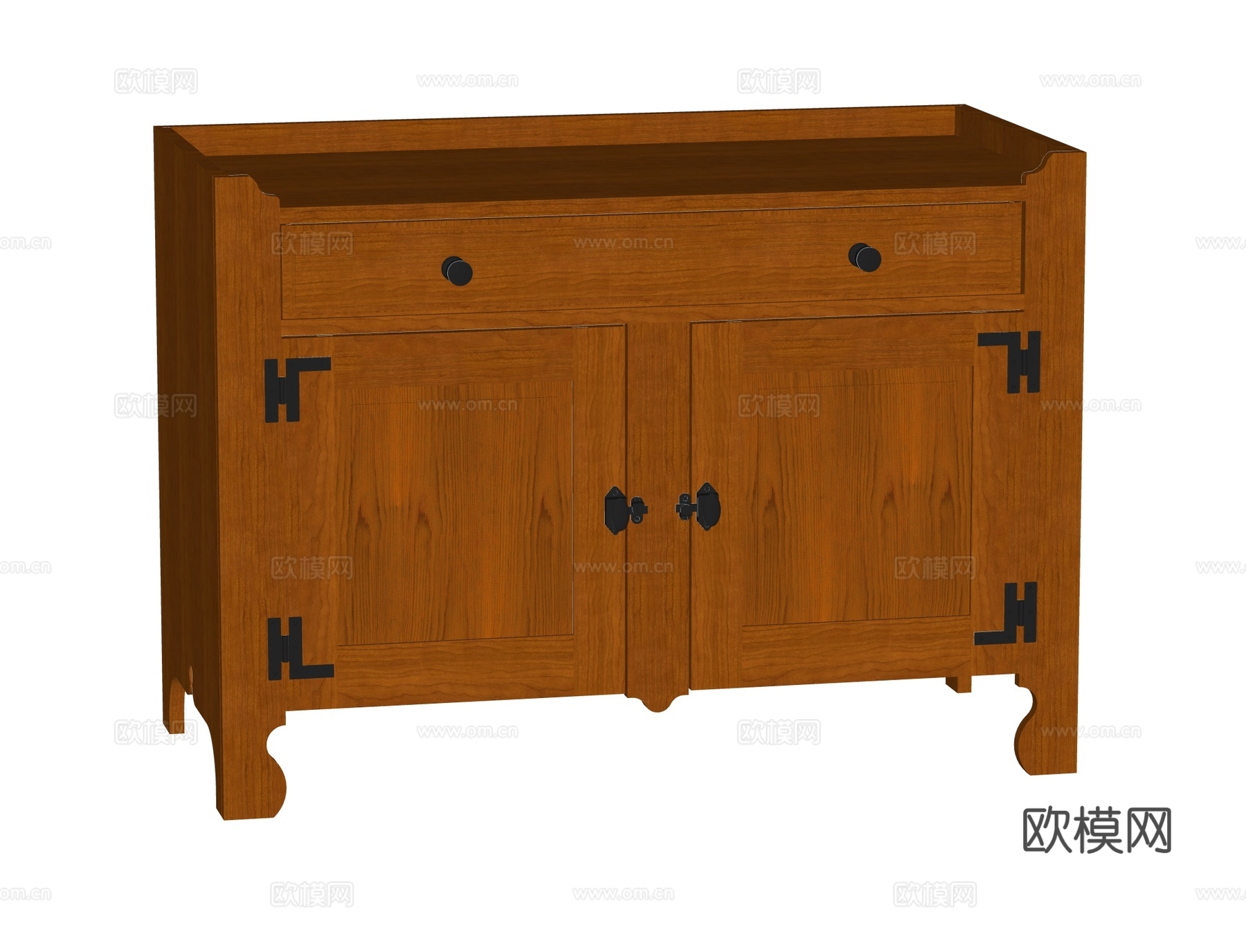 复古中古边柜装饰柜储物柜su模型