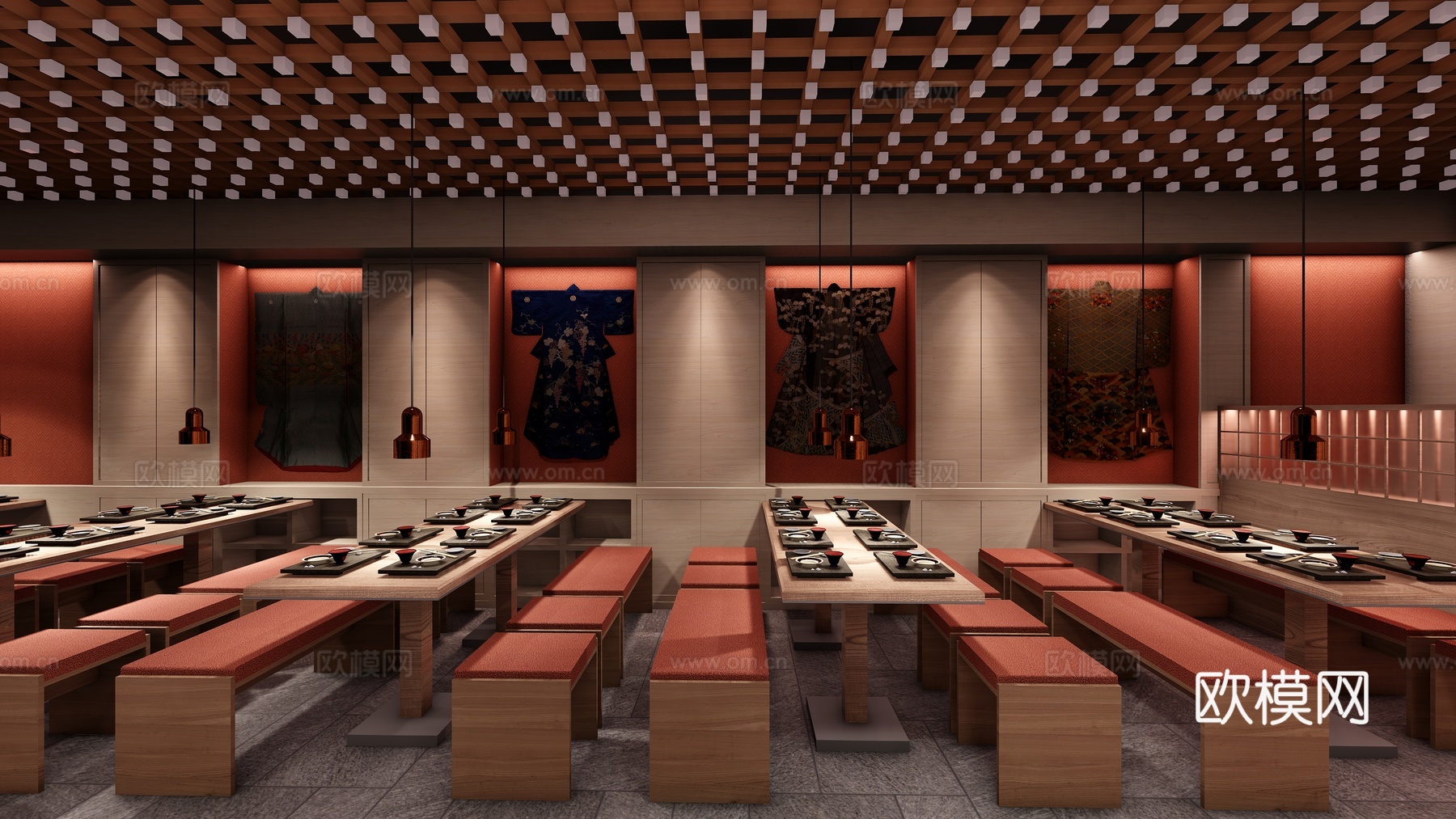 日式餐厅 最新全套施工图 效果图合集cad施工图