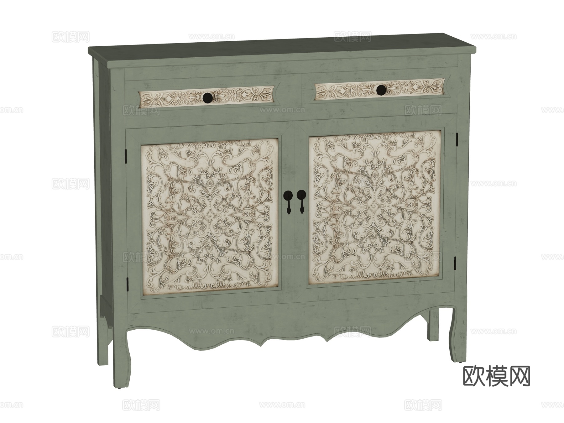 欧式法式边柜装饰柜su模型