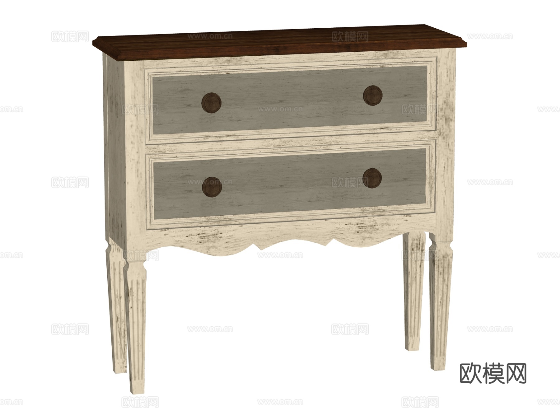 复古老旧边柜装饰柜储物柜su模型