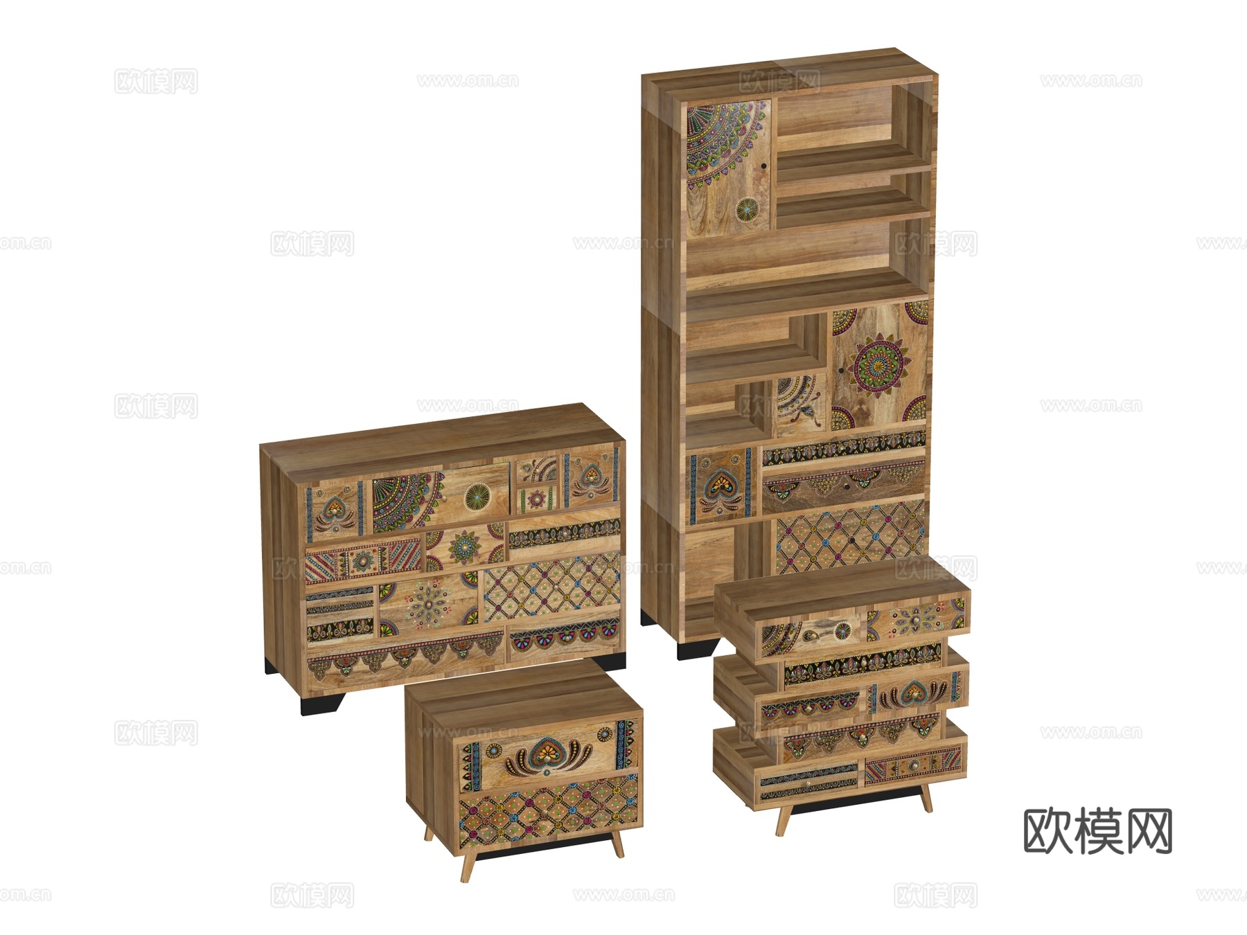 侘寂中古复古边柜斗柜装饰柜储物柜su模型