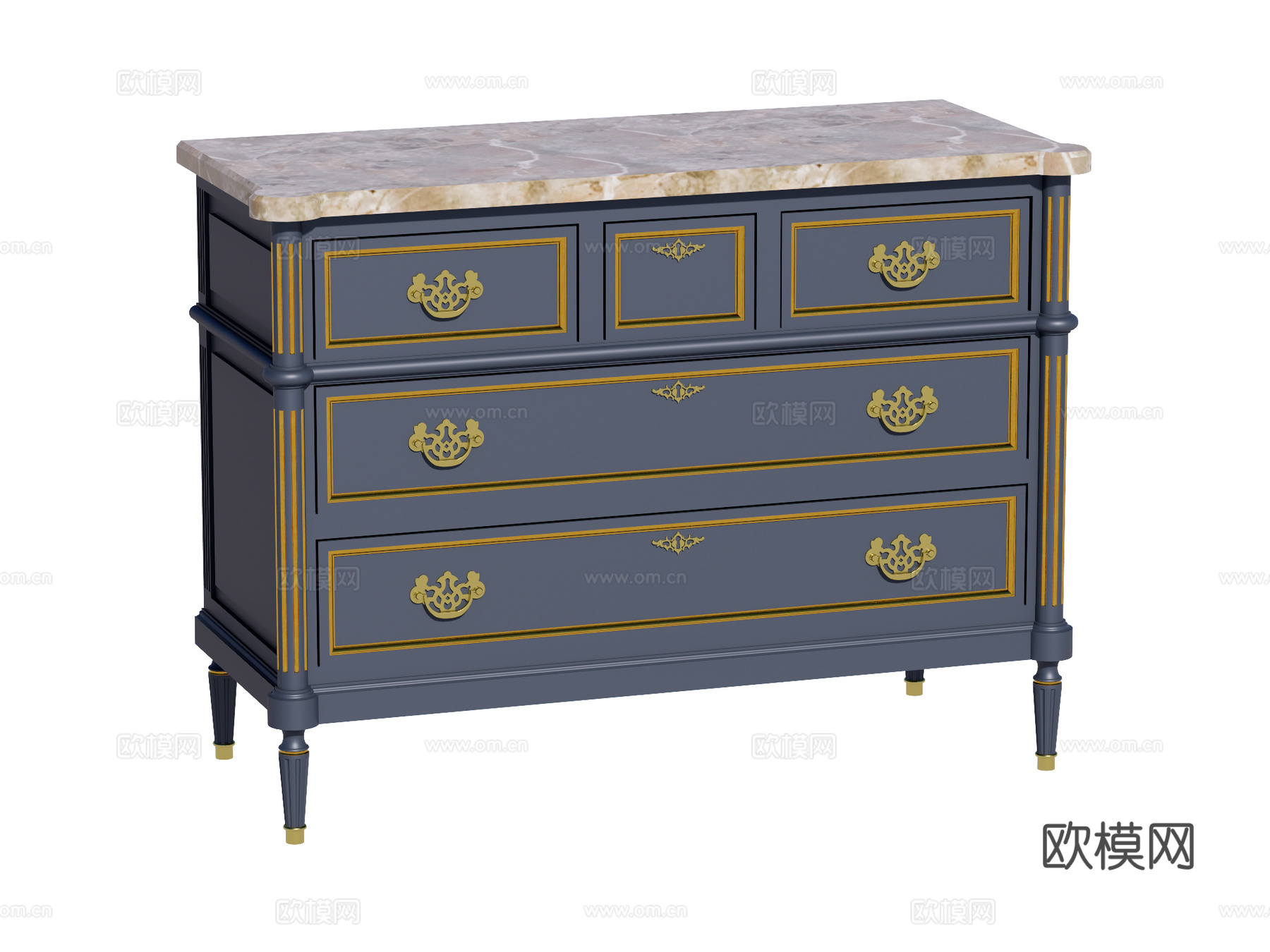 欧式法式边柜装饰柜su模型