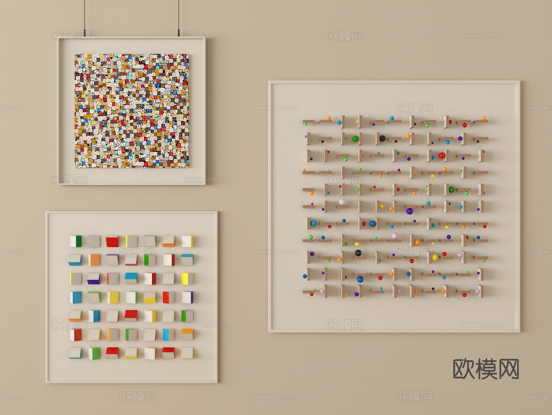 现代挂画组合 装饰画框su模型su模型