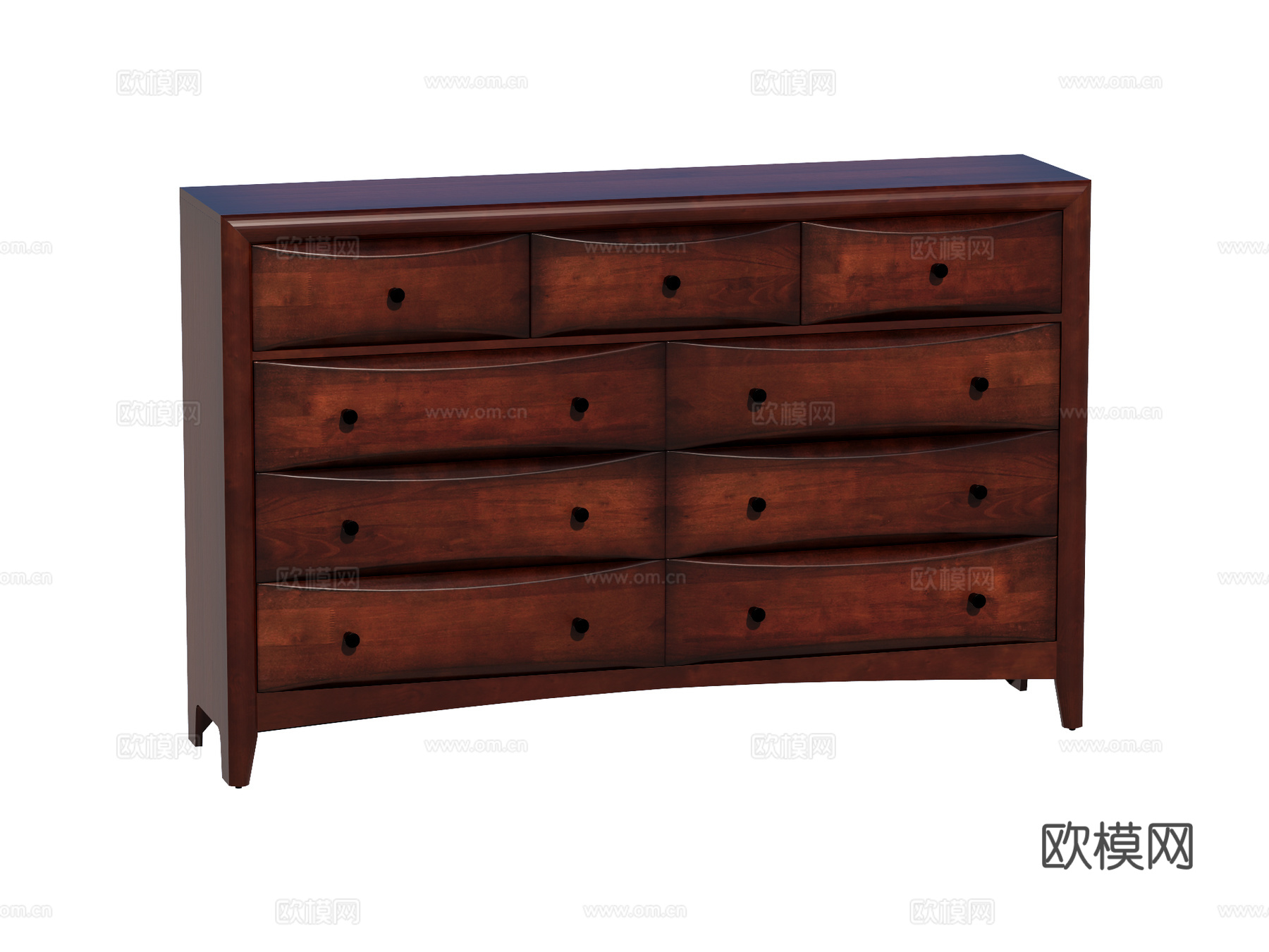 复古中古边柜装饰柜储物柜su模型