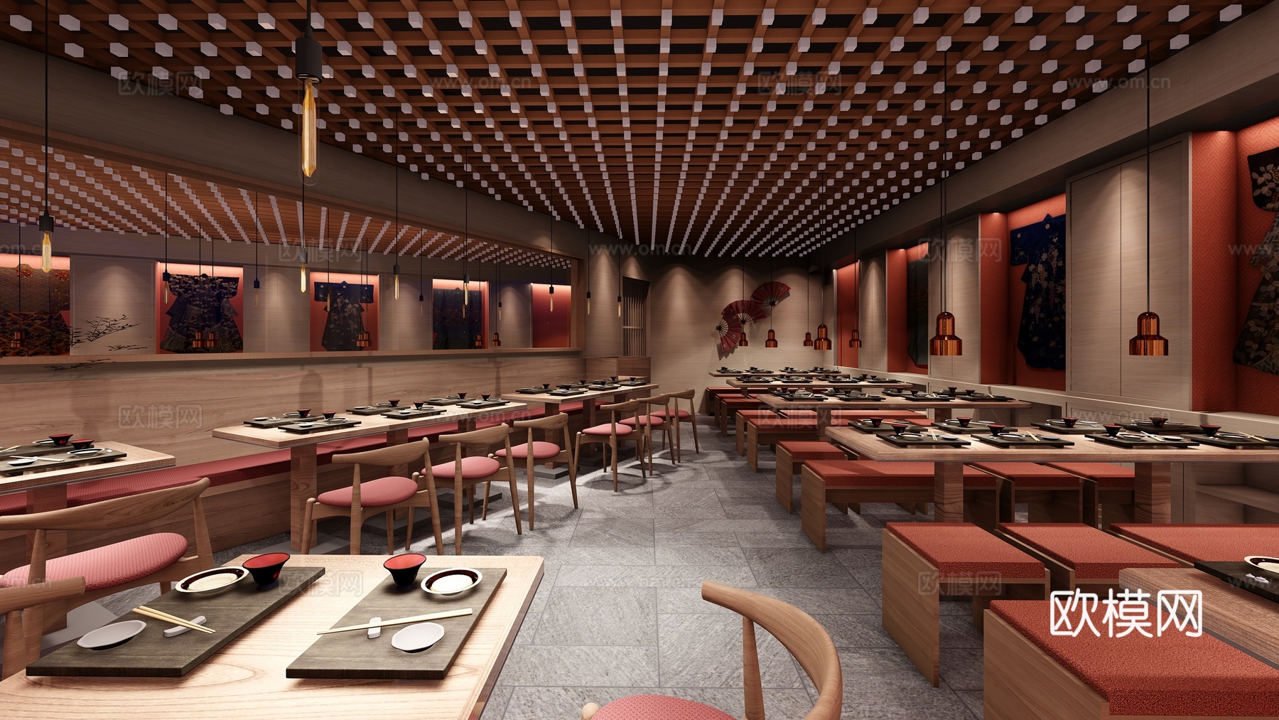 日式餐厅 最新全套施工图 效果图合集cad施工图