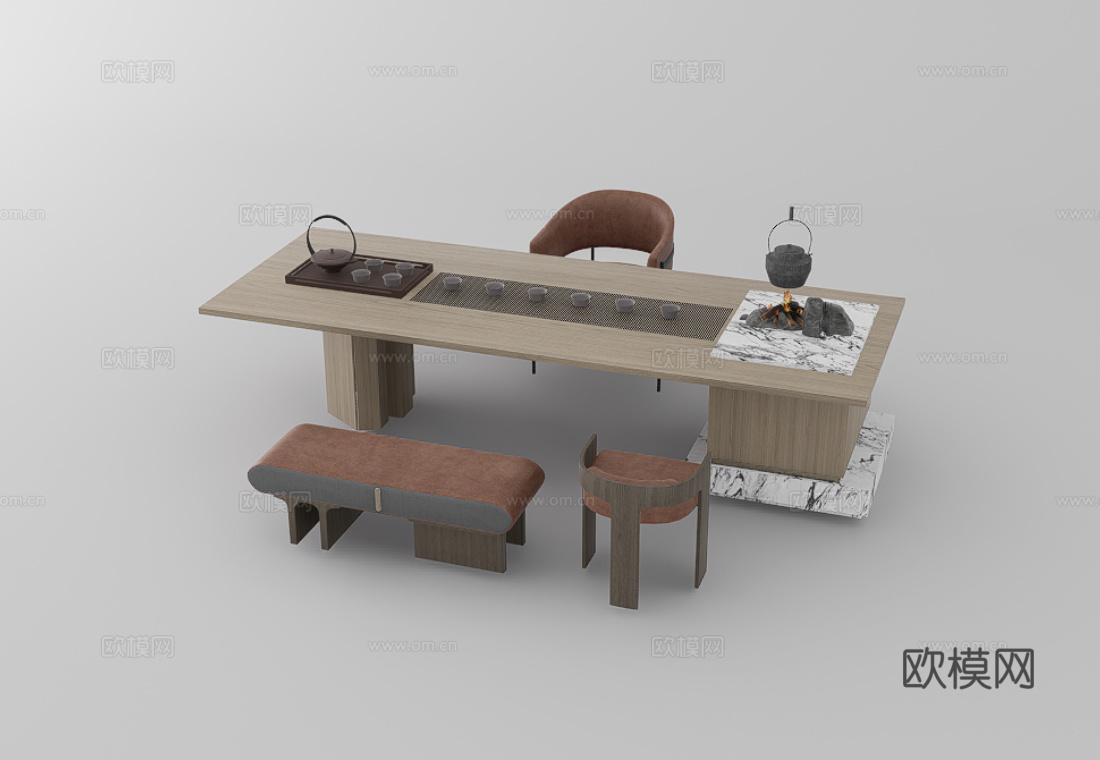 茶桌椅su模型