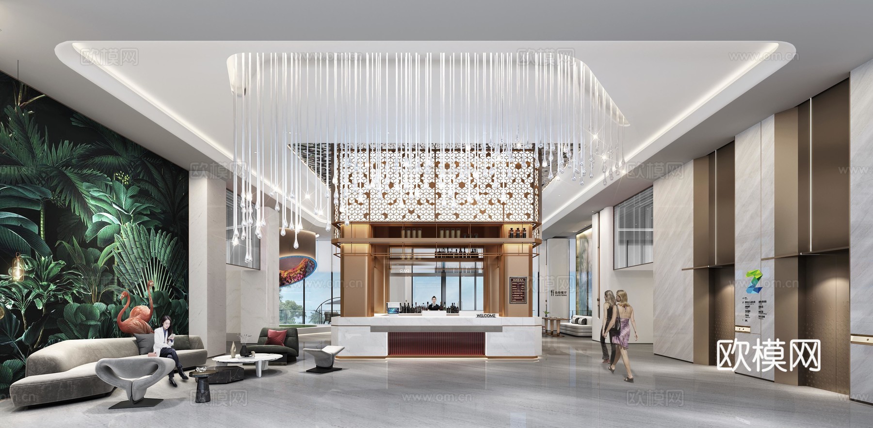 轻奢大酒店 最新全套施工图 效果图合集cad施工图