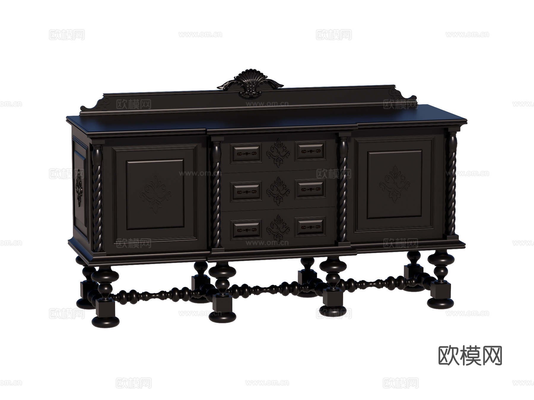 中古法式边柜装饰柜储物柜su模型