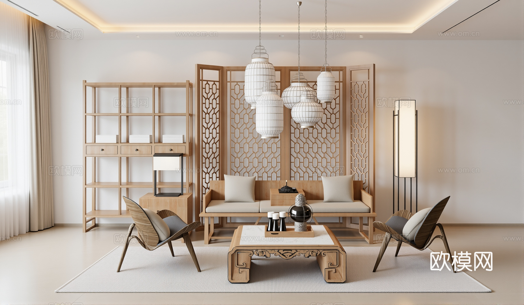 新中式茶室su模型