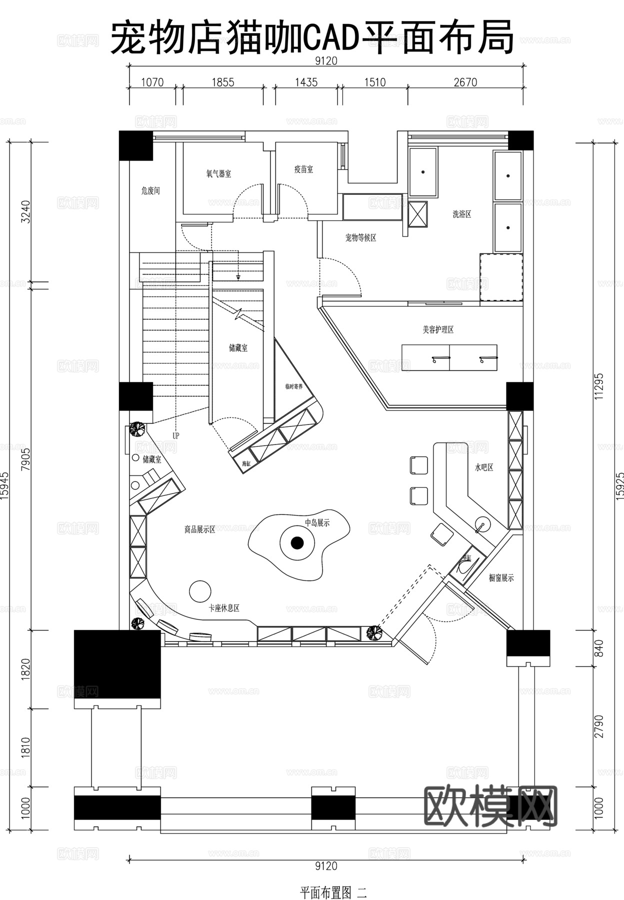 多套宠物店猫咖CAD平面布局cad施工图