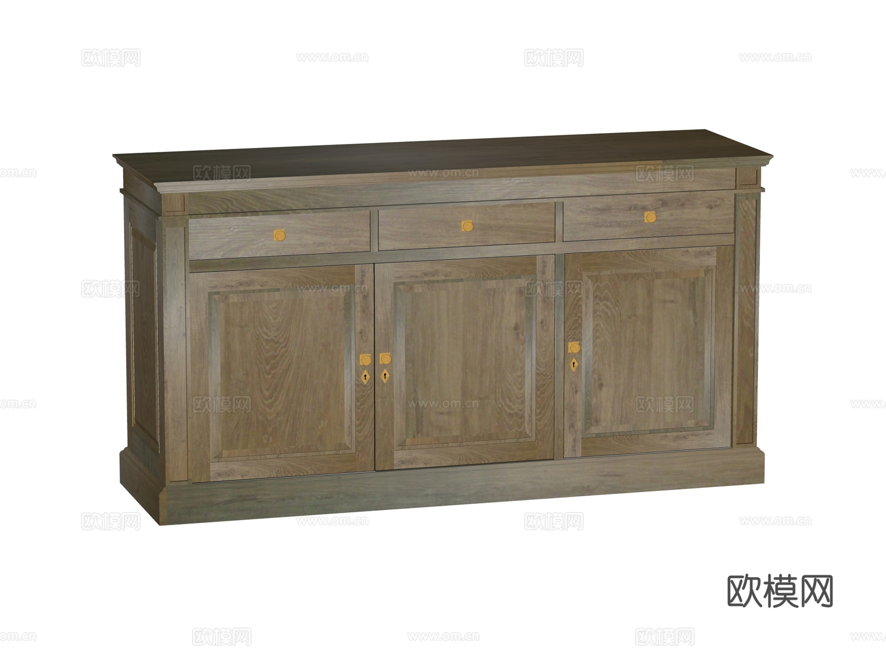 复古中古边柜装饰柜储物柜su模型