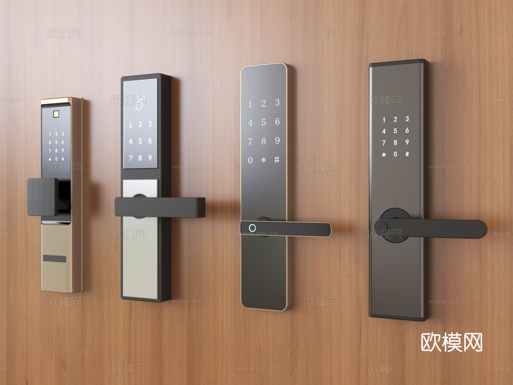 现代指纹锁 智能锁 密码锁su模型