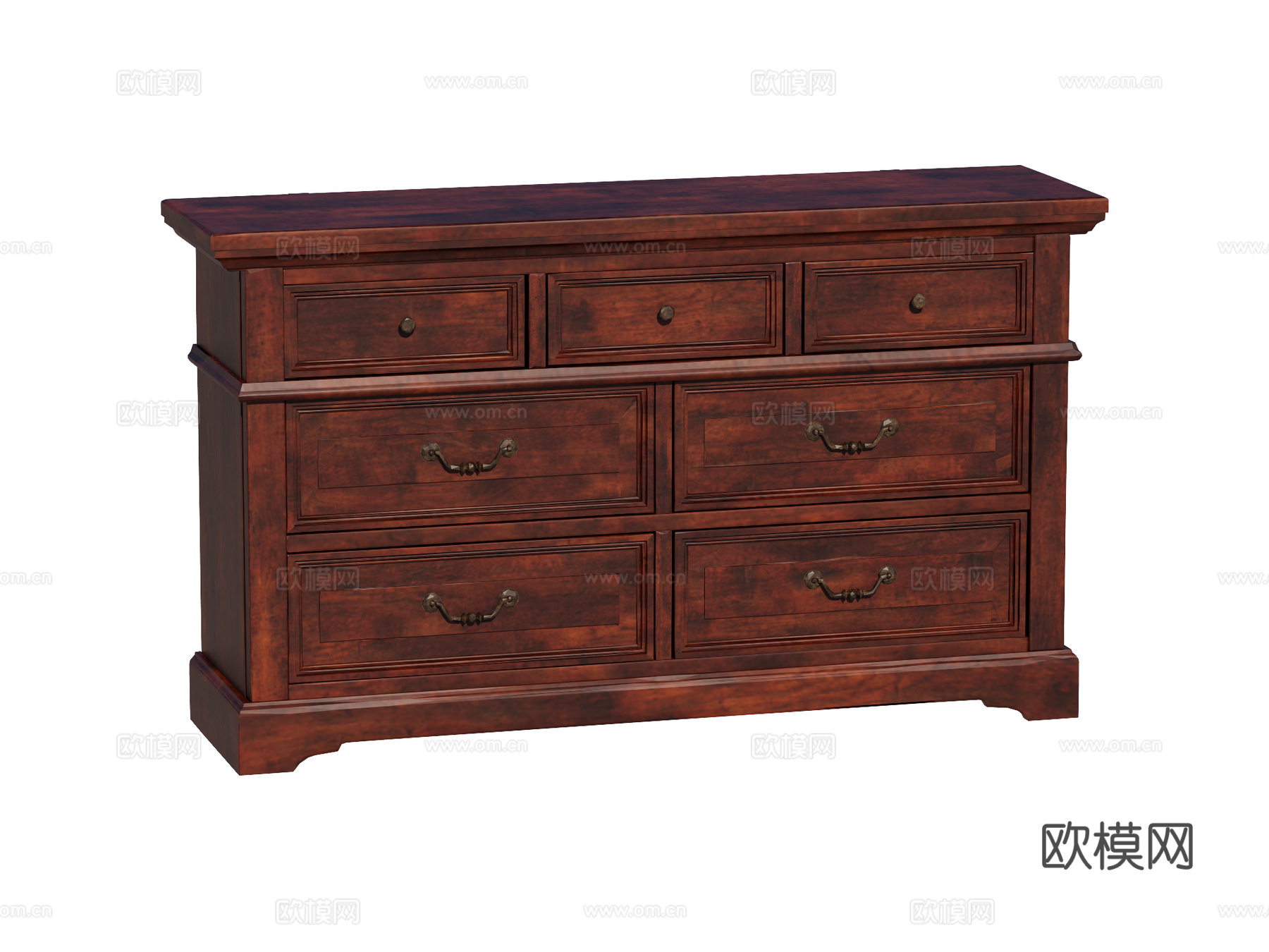 复古中古边柜装饰柜储物柜su模型