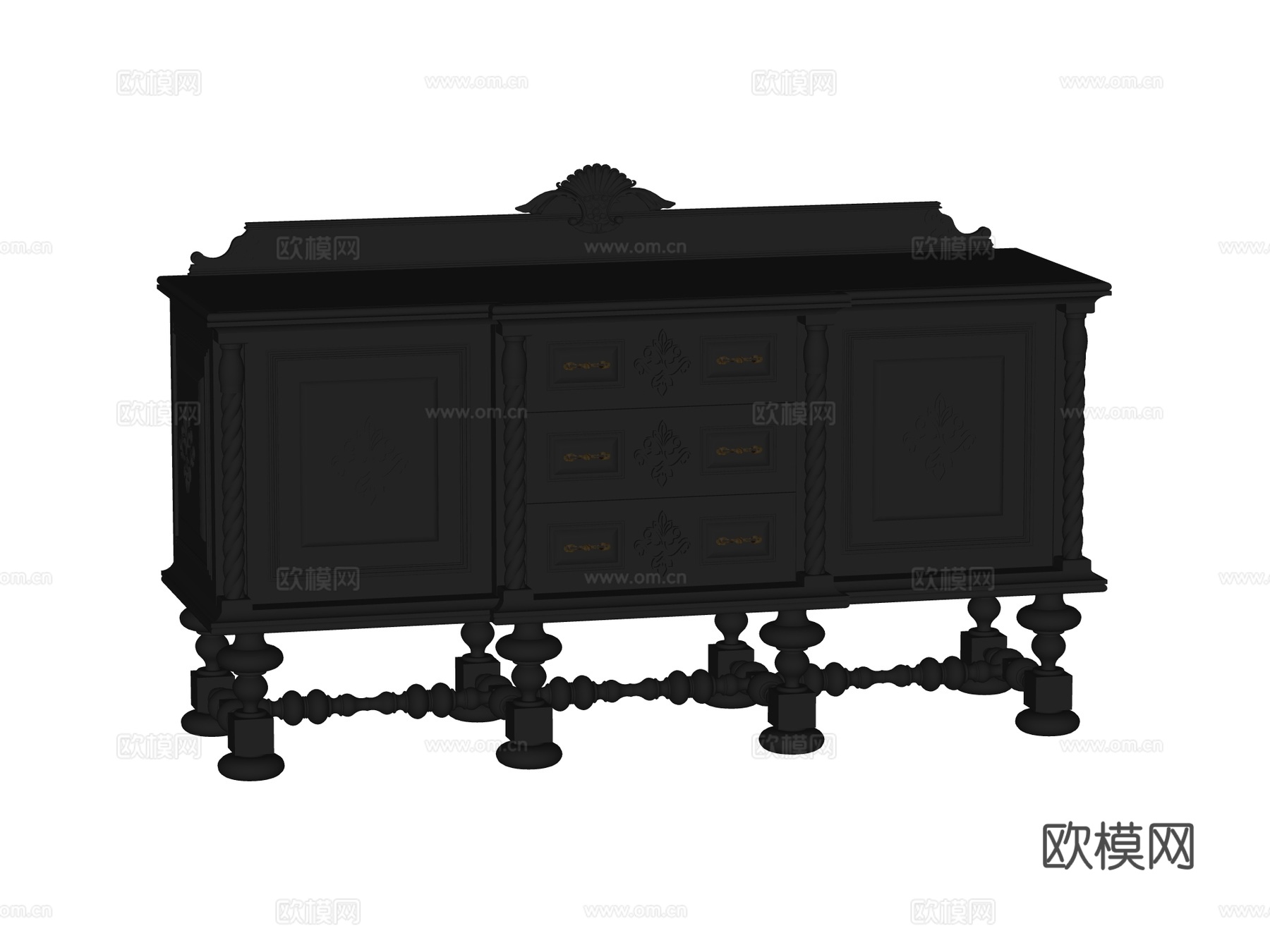 中古法式边柜装饰柜储物柜su模型