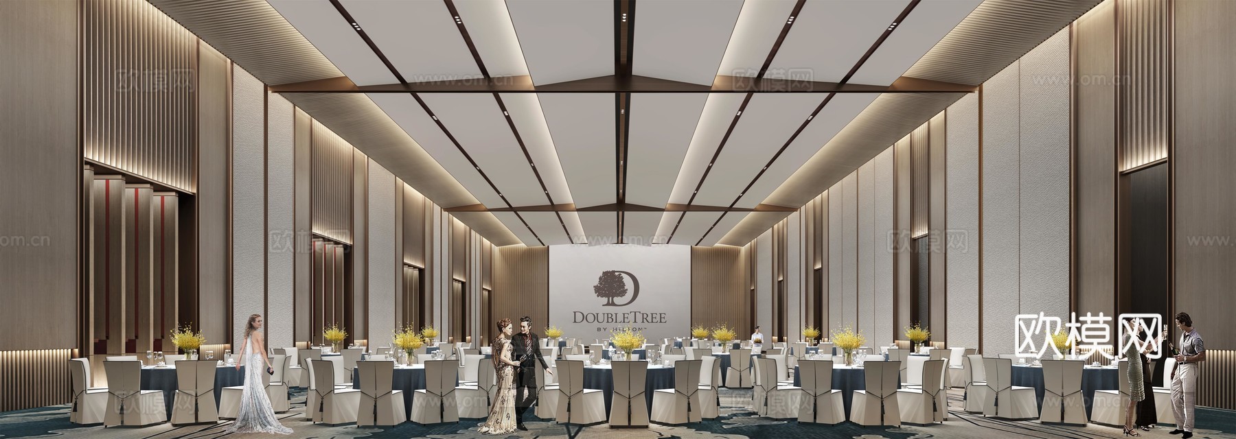 轻奢大酒店 最新全套施工图 效果图合集cad施工图