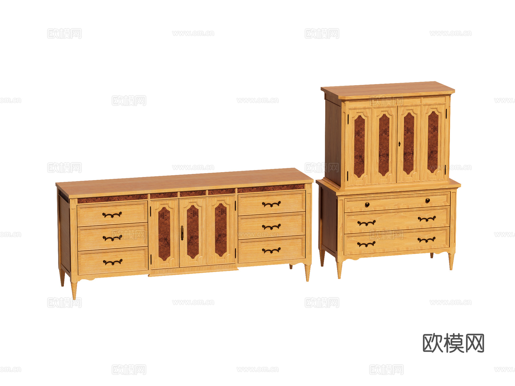 中古复古边柜电视柜装饰柜储物柜su模型