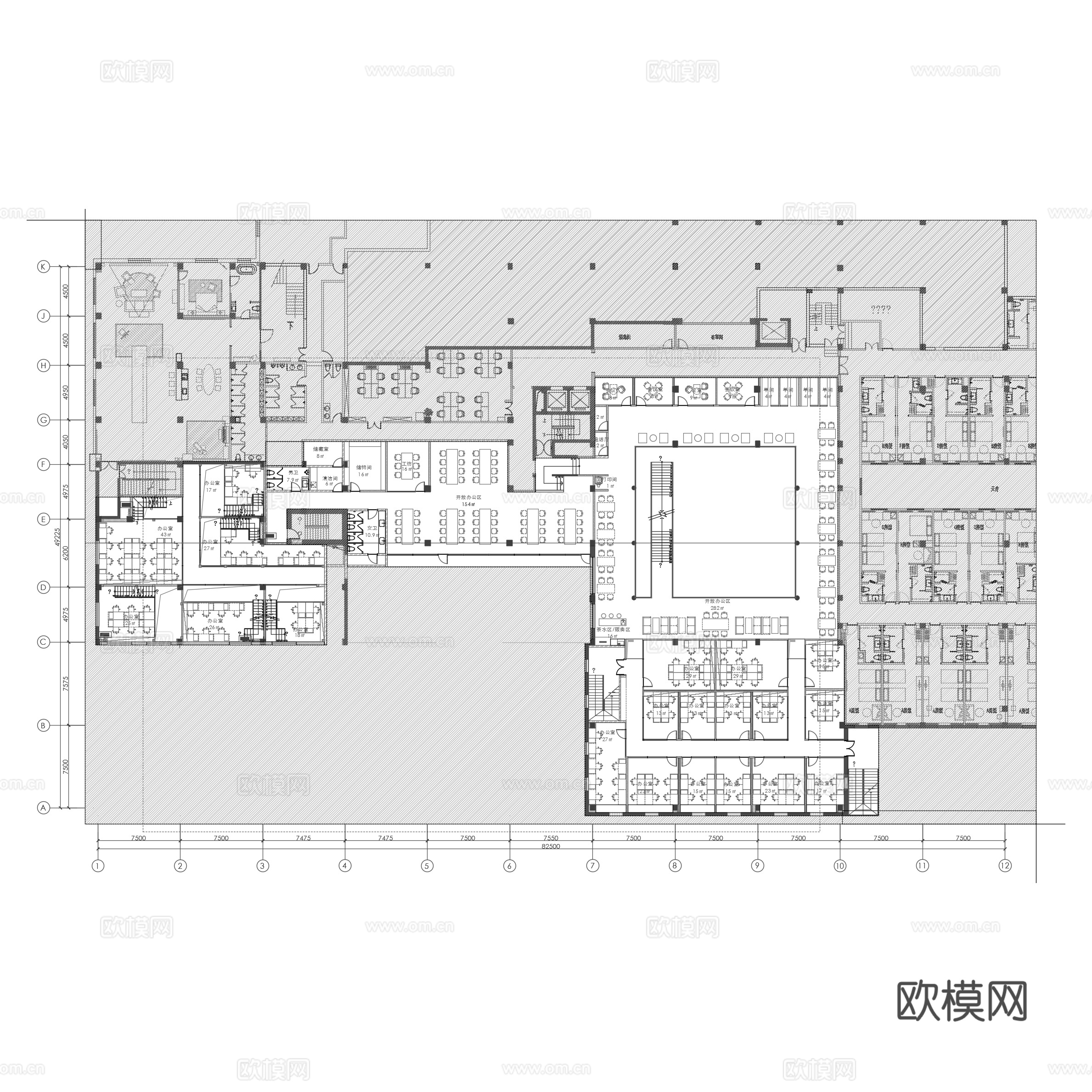 办公室 最新全套施工图 效果图合集cad施工图