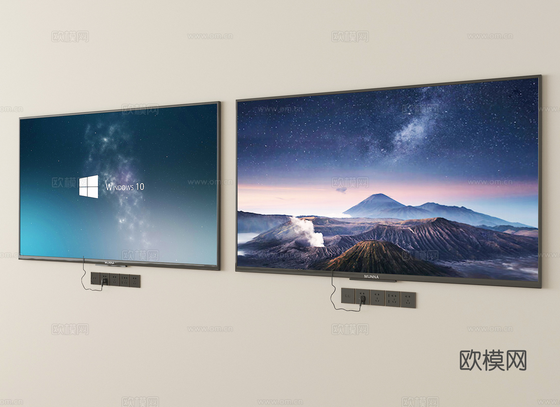 现代电视机 壁挂式电视 智能电视 显示器su模型