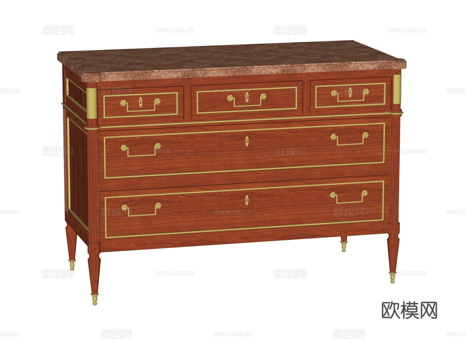 欧式法式边柜装饰柜su模型